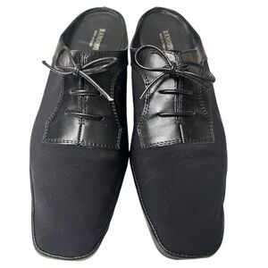 Rangoni Black Leather / Fabric Mules Slip on Shoes iOriginal Box Made in Italy